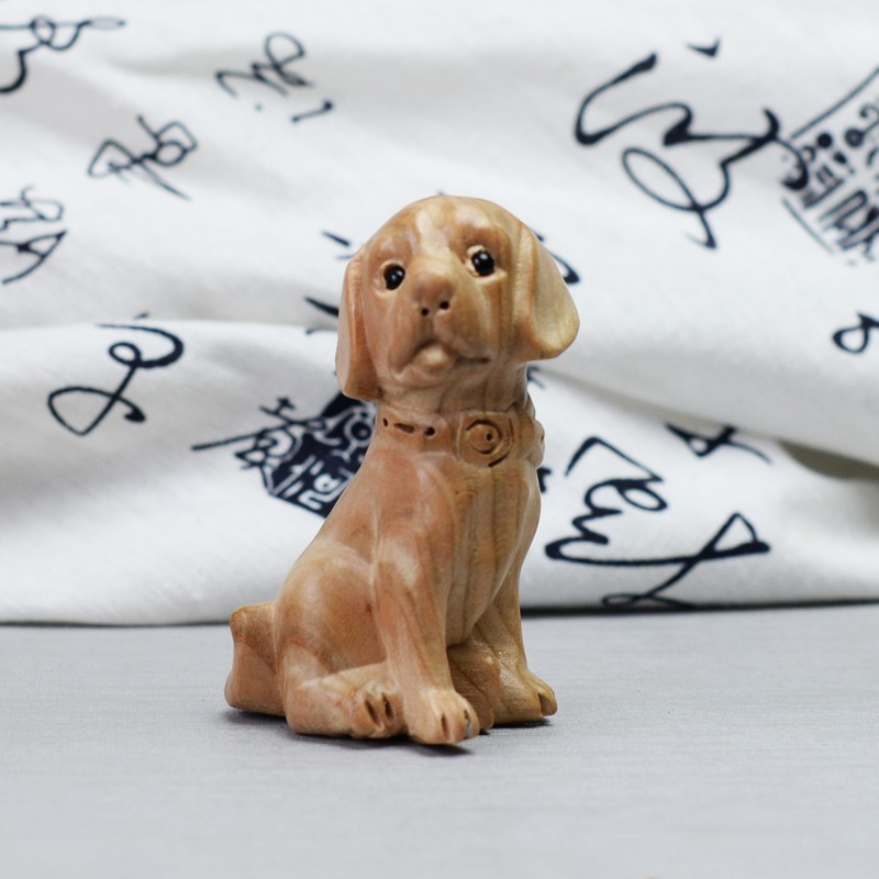 兴润阁 桃木原木生肖狗摆件生肖六合三合木雕狗生肖吉祥物桃木工艺品