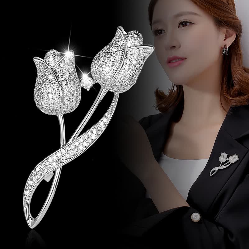 sendme郁金香胸针女士胸花女别针扣衣领外套配饰西装大衣肩扣 闪耀