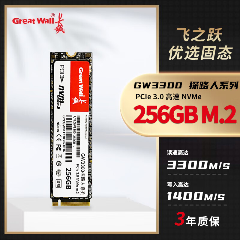 长城/技嘉/品牌固态硬盘M.2固态/SSD固态 256G/512G/1TB NVMe协议PCIe高速 长城 NVMe协议M.2 256G 空盘