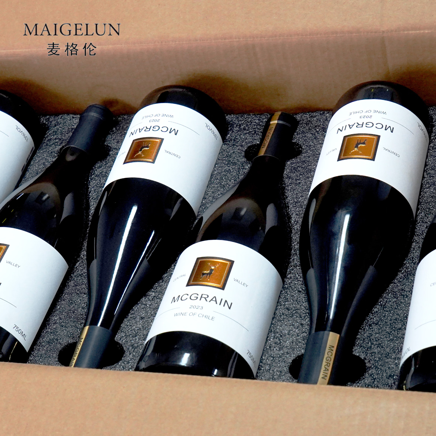 麦格伦(maigelun)智利进口红酒 山谷赤霞珠干红葡萄酒 750ml 6瓶