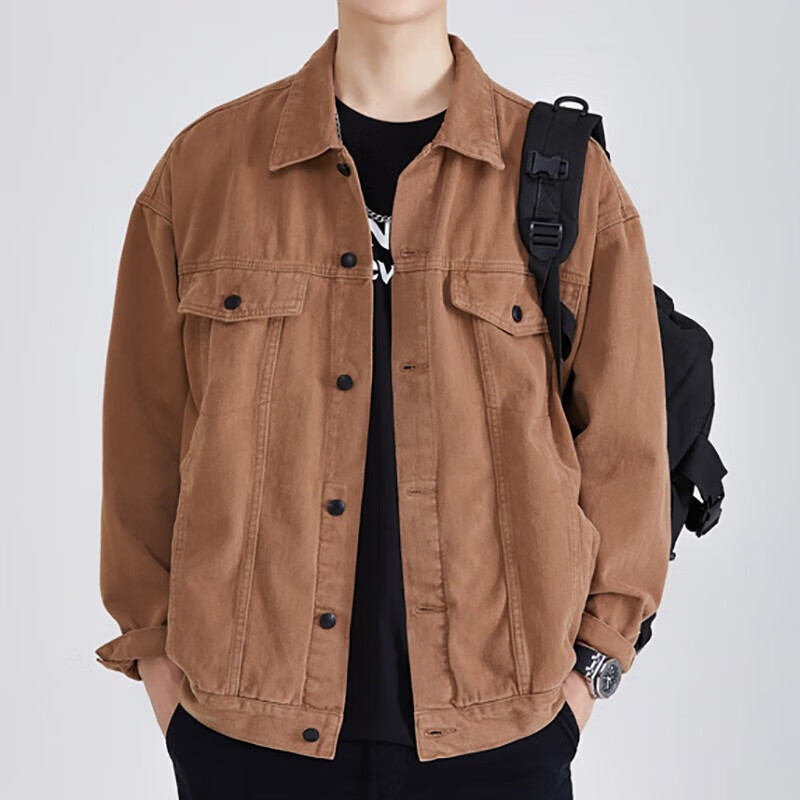 工装夹克男宽松大码外套男士春秋季新款休闲外衣男生加肥加大翻领纯棉