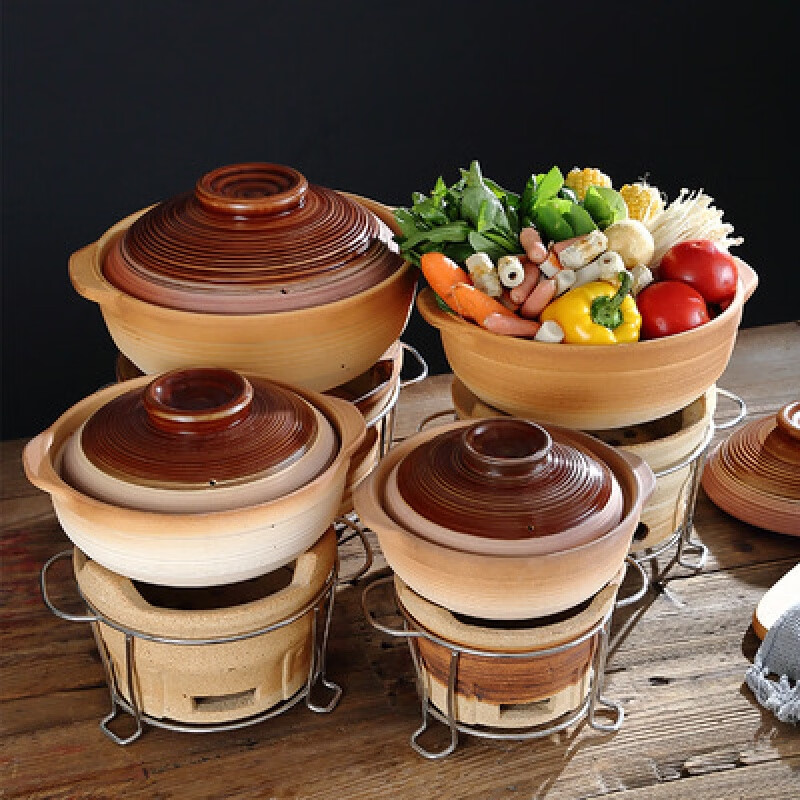 万园琦砂锅炖煲围炉砂锅无釉老式陶土耐热砂煲家用燃气防干烧煲仔饭