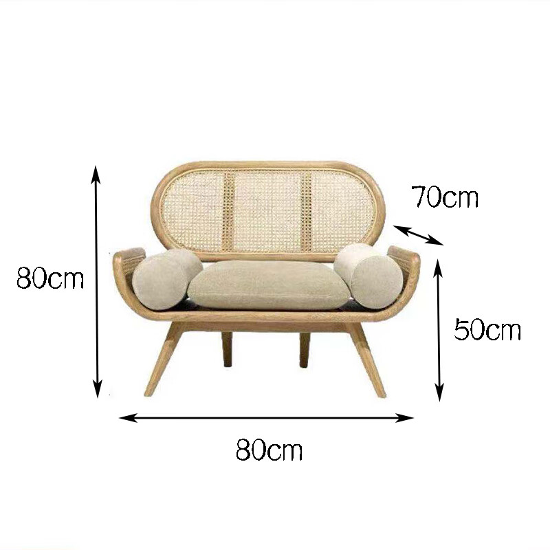 沙发日式实木藤编沙发民宿客厅双人三人藤椅样板间设计师轻奢创意家具