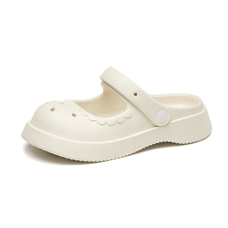 cross洞洞鞋亲子凉鞋儿童玛丽珍夏厚底包头外穿软底防滑拖鞋女童 白色