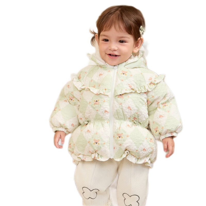 巴拉巴拉嬰兒花版羽絨服女童冬季短款外套保暖甜美時(shí)尚萌208424107010