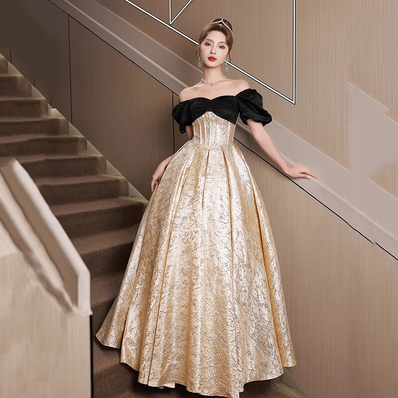 三梦茴2024晚宴礼服女高贵名媛年会主持人晚礼服设计感气质长款艺考