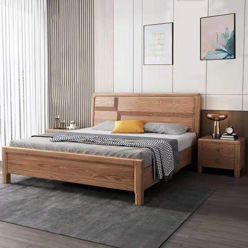 祺寐苑北欧实木床主卧白蜡木原木色1.