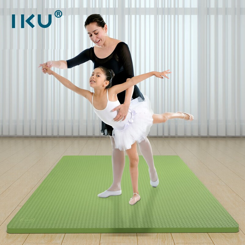 iku双人瑜伽垫加厚15mm舞蹈训练儿童爬行多功能家庭运动健身垫子绿