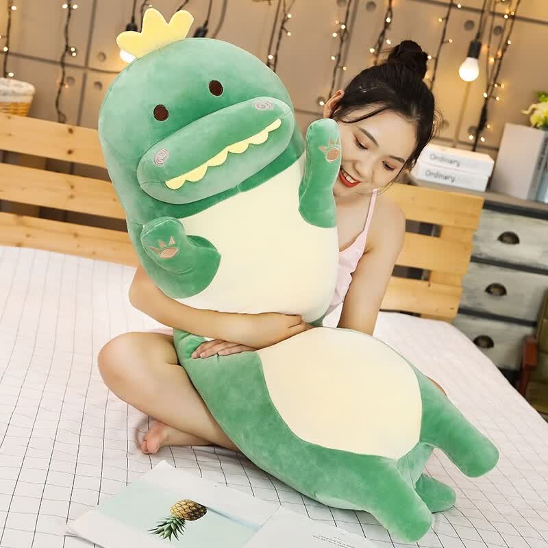 缇抱枕女孩娃娃长条可爱公仔睡觉枕头玩具靠垫毛绒布艺卡通动物 恐龙