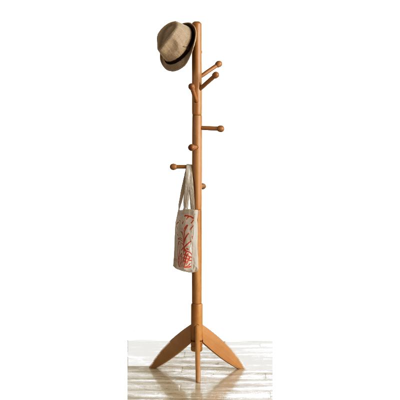 越茂 进口实木衣帽架 落地衣架 卧室现代简约挂衣架木衣服架 圆盘款-榉木-原木色