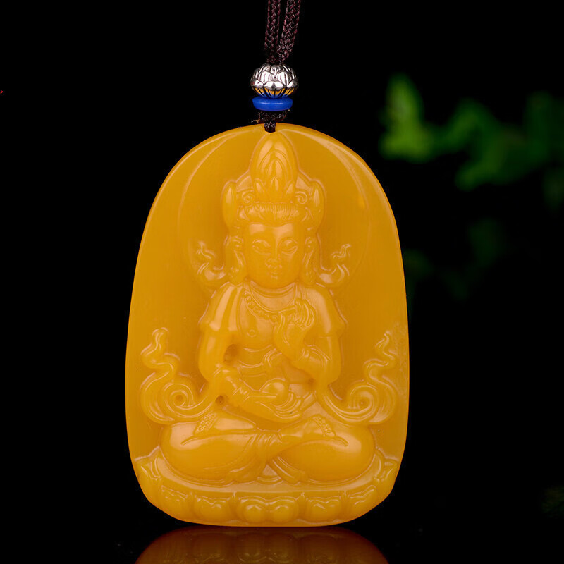 天然黄龙玉观音佛像吊坠挂件玉牌坠 男女金丝玉黄玉毛衣链玉佩 图片色
