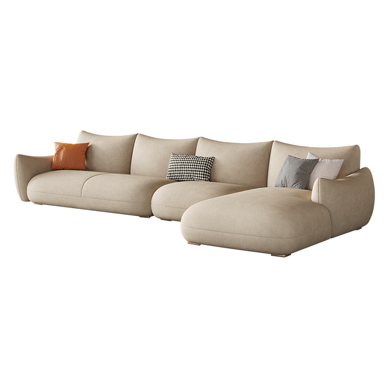 梵爱 沙发 布艺沙发现代简约弧形高档丝光绒奶油风沙发网红设计师款大小户型客厅整装家具 双人位+贵妃位