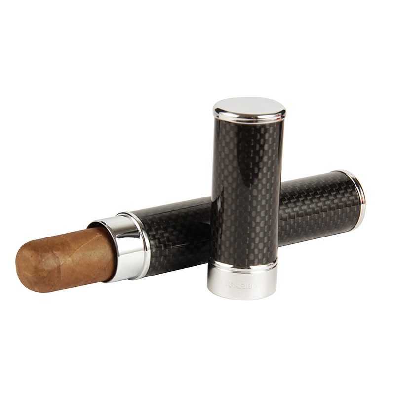 CIGARISM 雪茄主义 纯铜超轻碳纤维浮雕便携雪茄管套 礼盒 碳纤维