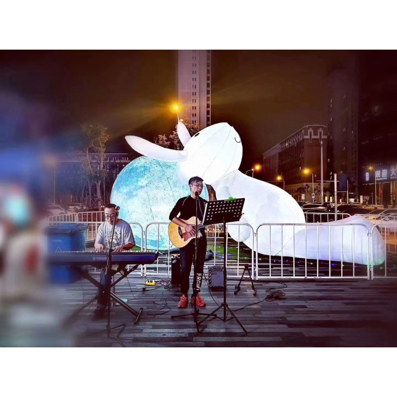 2022新品中秋节充气月球气模 发光月亮定制大型宇航员登月装饰玉兔