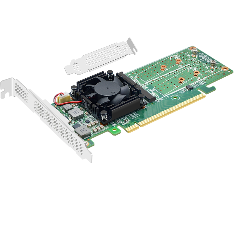 EB-LINK PCIe3.0 X16转M2扩展卡四口M.2接口NVMe转接卡SSD固态硬盘双面四盘位满速主控PLX8747带风扇散热