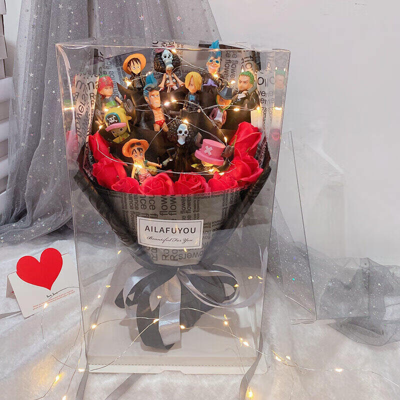 礼物路飞diy公仔成品花束520情人节礼物男儿童节礼物 6火影花小礼盒