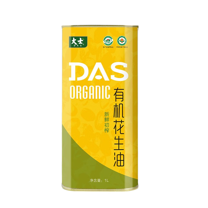 大士花生油冷榨有機花生油1L家用灌裝有機新鮮初榨食用油炒菜植物油 1L 單罐裝