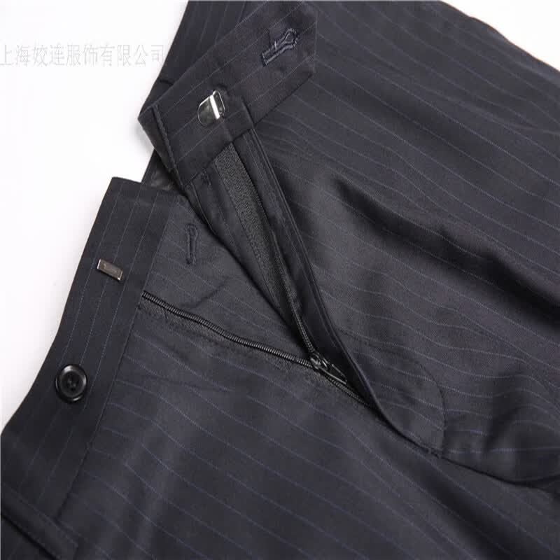 中国红蓝条纹西装裤银行工装裤职业装工作服 单蓝条西裤男 32腰围2尺5