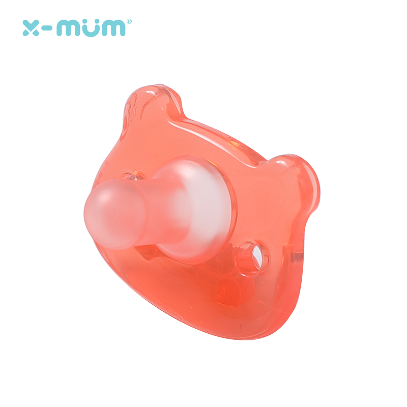 XMUM婴儿安抚奶嘴超软硅胶0-6-18个月新生儿仿生母乳果蔬咬咬乐 白天圆盾小熊款（单个装）