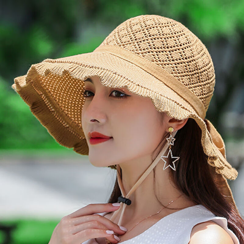 大檐帽可水洗折叠帽子夏女士防晒韩版遮阳帽太阳帽大檐沙滩凉帽盆