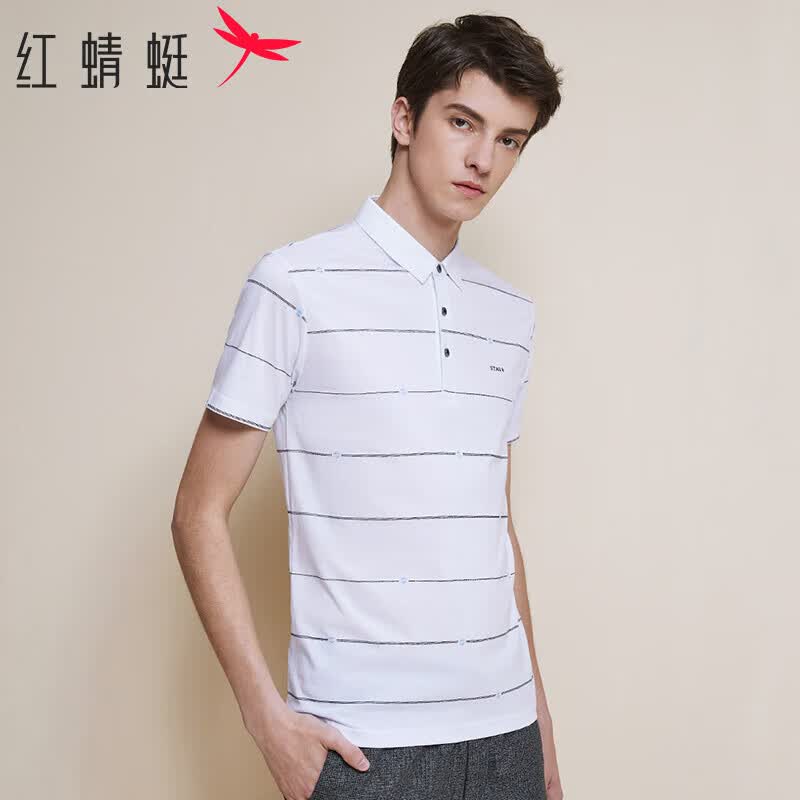 红蜻蜓（RED DRAGONFLY）短袖t恤男休闲时尚百搭polo领棉质舒适透气打底衫 白色 M 使用感如何?