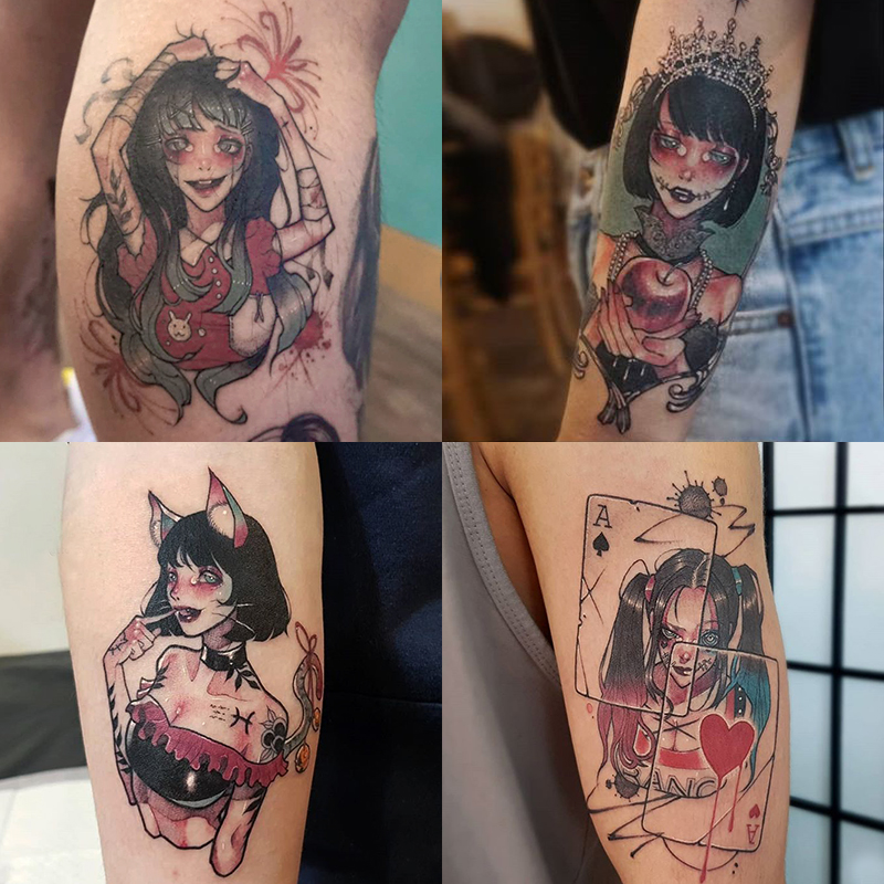 暗黑系邪恶小丑女艺花臂纹身贴防水 女潮仿真ins风性感网红