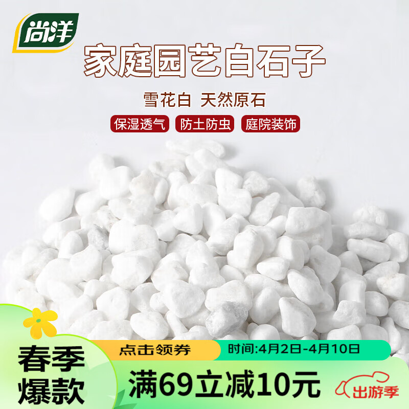 尚洋白石子1.5KG 多肉土颗粒铺面石园艺无土栽培基质疏松透气改善土壤