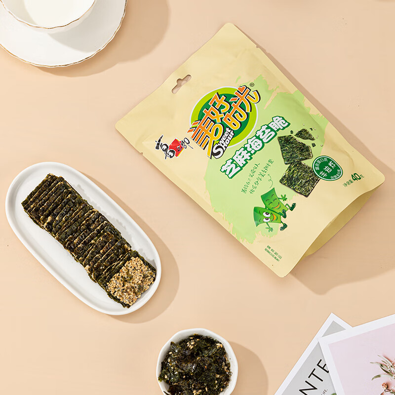 美好时光芝麻海苔脆 夹心芝麻海味即食 烤紫菜礼包节日儿童零食伴手礼 【芝麻海苔脆-约37片】 40g*1袋