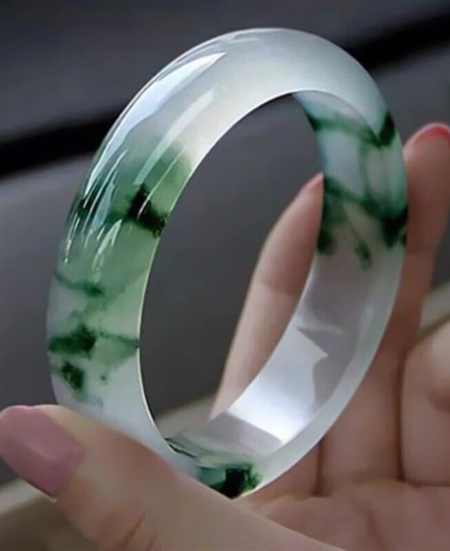 莎畔飘花玉镯子翡翠颜色玉手镯女款带证书送妈妈玉手镯 52-54mm送礼品