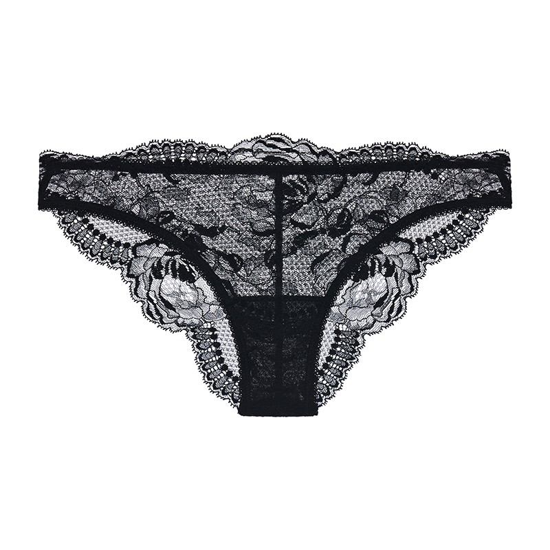 la perla奢侈品女装女士内裤brigitta超薄透气蕾丝边花朵刺绣三角裤