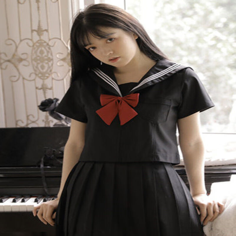欣潇日系jk制服基础黑三本水手服女学生韩版学院风校服套装裙 黑色