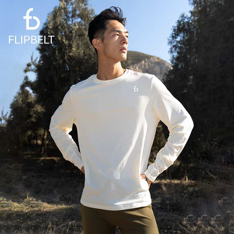 Flipbelt飞比特长袖t恤男秋冬透气健身瑜伽跑步运动上衣休闲圆领速干 勃艮第红 M
