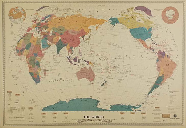 jphznb【臻选】牛皮纸复古世界地图标记足迹旅行打卡书房办公室装饰画