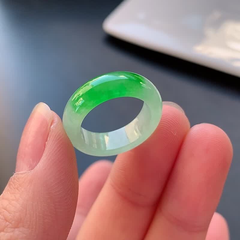 千古恋 【附证书】绿翡翠戒指缅甸老坑玉冰种飘阳绿戒圈男女款翠绿色