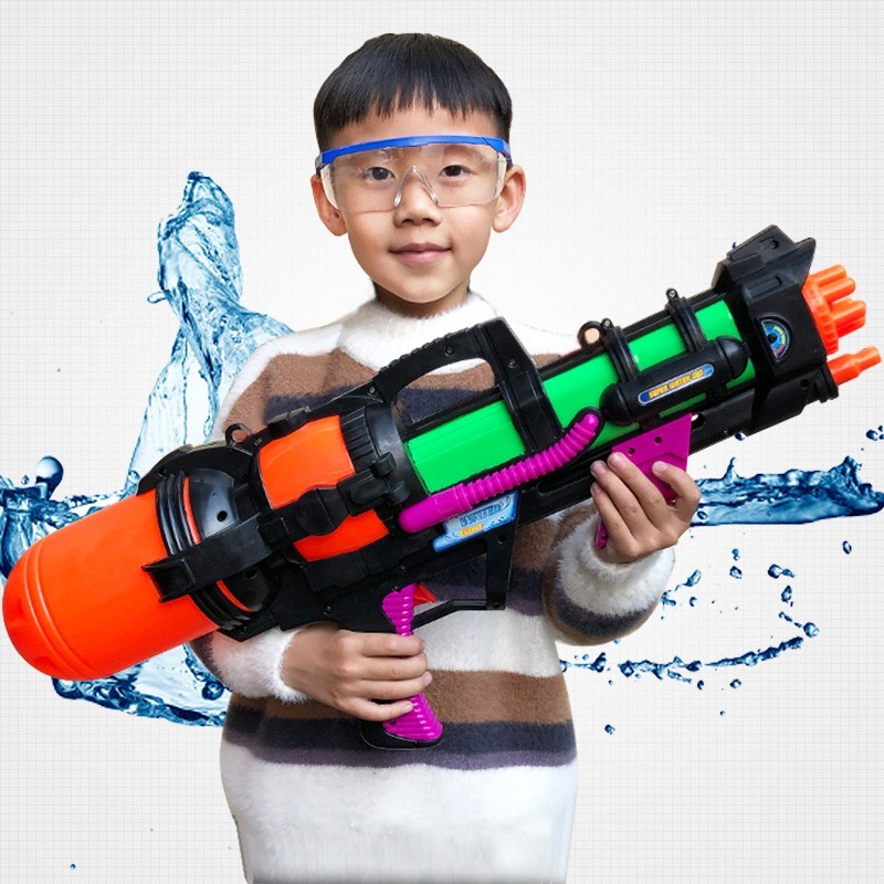 儿童玩具 夏季戏水玩具 水枪玩具背包水枪 抽拉式男孩女宝宝喷水枪玩具沙滩呲水枪大号 儿童戏水玩具 橙色+绿色「1200ml-60cm」
