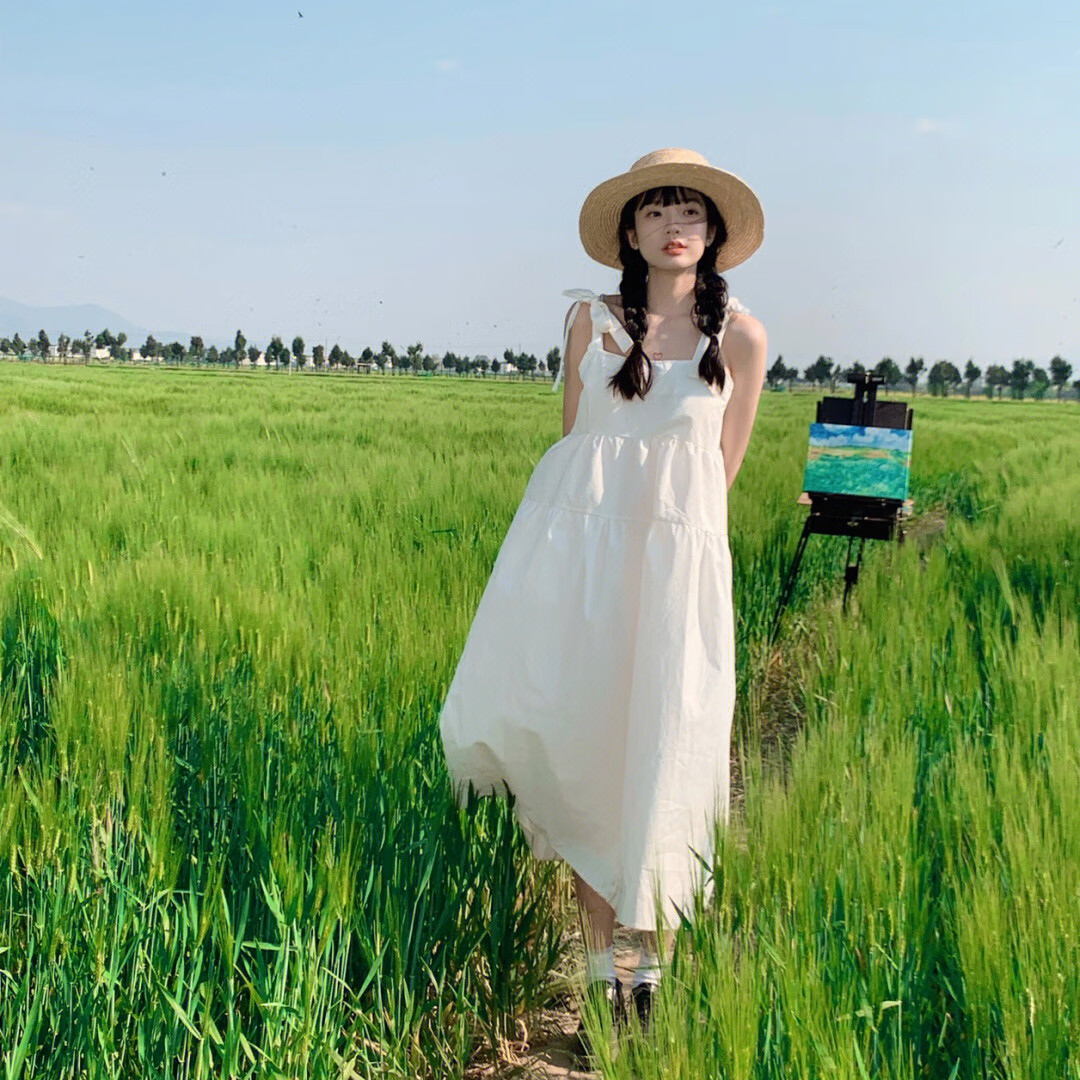 nzglr茶系穿搭超长到脚踝吊带裙温柔风小众初恋裙百搭超仙长款白 白色