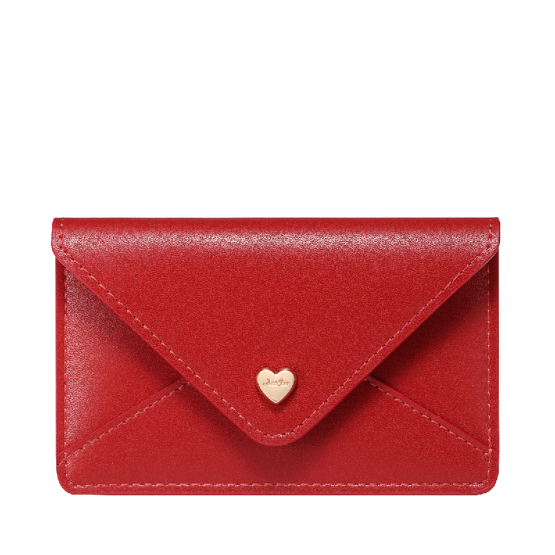 欧时纳钱包女短款时尚小巧超薄爱心撞色卡包零钱包潮流 654浪漫红