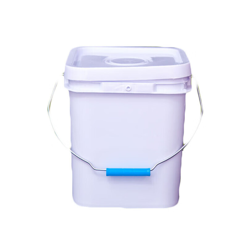 大容量塑料方型水桶10L20L塑料桶带盖方形带提手涂料桶加厚家用储水桶大码 10升方桶(白)