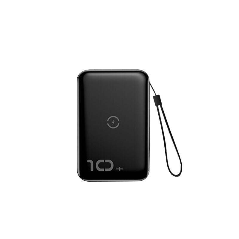 倍思 Baseus无线充电宝 超薄小巧便携移动电源 迷你数显10000毫安时PD双向快充18W 黑色 PPXFF10W-01