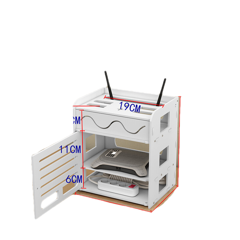 煕沐瞳 放路由器的路由器收纳盒电线机顶盒置物架插线板盒集线理线器wifi收纳盒壁挂 三层小号壁挂  摆挂双用