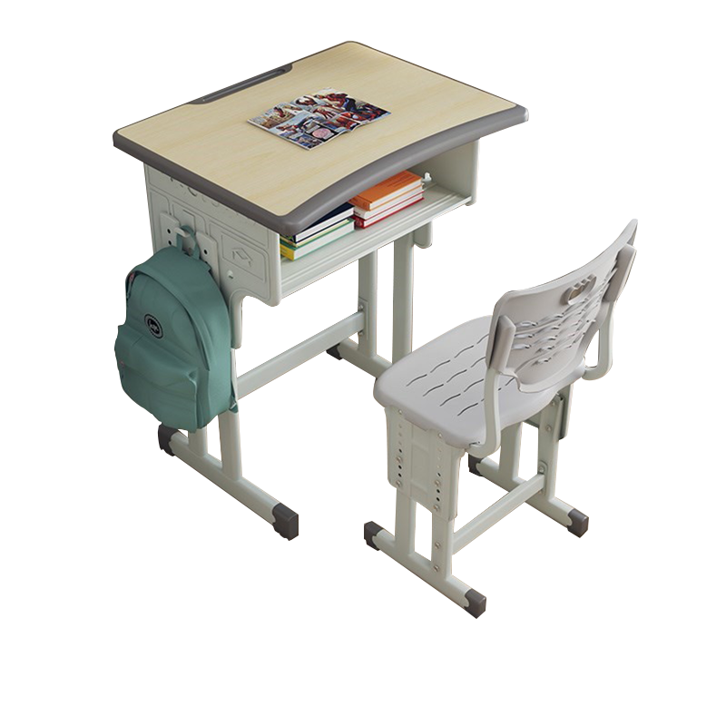 佩奇状元 儿童课桌椅 中小学生课桌椅辅导班学习桌椅组合套装家用写字书桌子学校培训桌 灰色加固课桌椅 生日礼物儿童