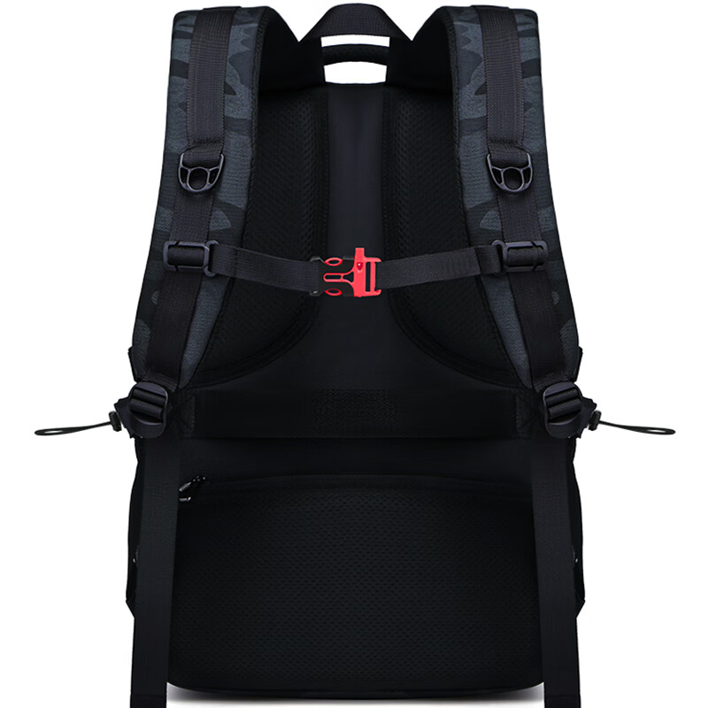 Edison高中生书包大容量初中大学生防泼水双肩包旅行背包K052-9G迷彩黑
