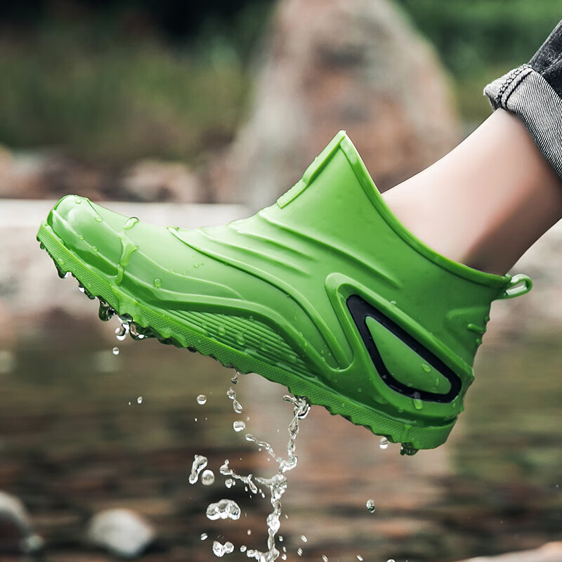 雨靴春秋款2024新款儿童软底防滑胶鞋学生上学玩水雨鞋中大童 绿色 31