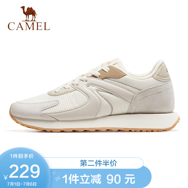 骆驼（CAMEL）休闲鞋男士时尚拼色阿甘鞋运动鞋 XSS221L0023 米色 39