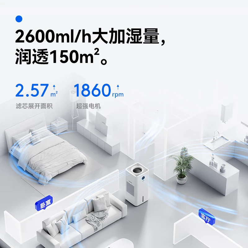 airx气熙 加湿器空气净化器卧室客厅无雾加湿器母婴级空气加湿器除甲醛除细菌除过敏源加湿净化一体机 150平整屋加湿 L26