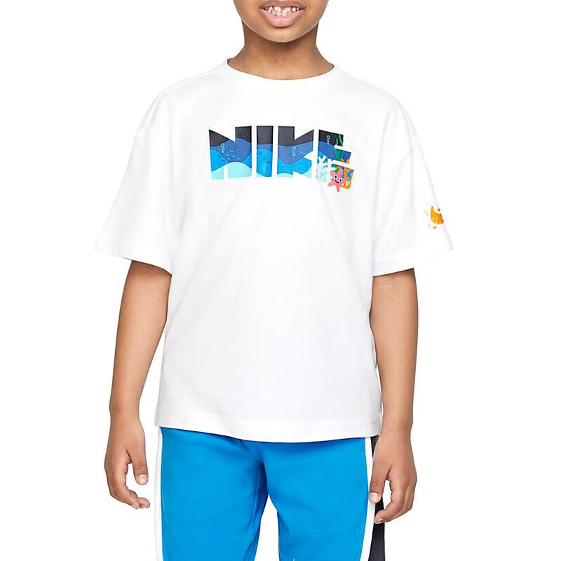 NIKE耐克 yykids CORAL REEF男儿童儿童休闲短袖圆领T恤FQ063 FQ0635-100 M怎么看?