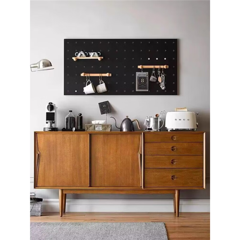 实木中古咖啡茶水置物柜卧室靠墙胡桃木色 复古色120*43*80cm黄杨木