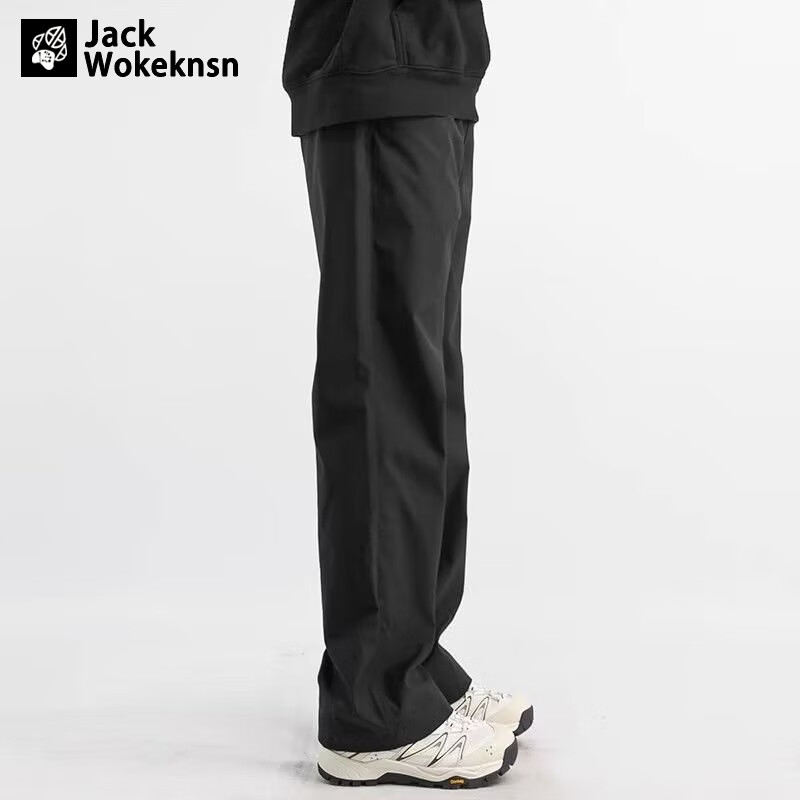JACK WOKEKNSN狼爪云春秋宽松休闲裤直筒裤男女机能裤长裤运动裤子黑色防风冲锋 280g重磅黑色【官方品质】 L(110-125斤)