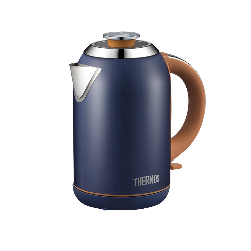 膳魔师 THERMOS 伦敦早餐复古系列 电热水壶 304不锈钢 1.7L大容量 底座加热 自动断电 玛瑙蓝