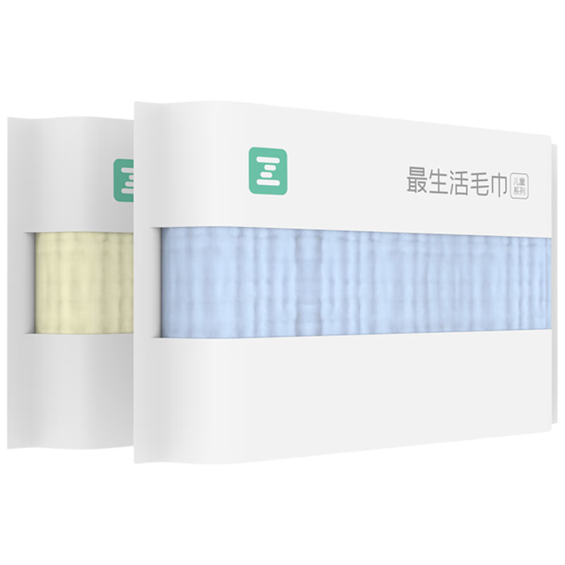最生活兒童紗布毛巾純棉2條裝 6層柔紗嬰兒寶寶洗臉毛巾 透氣家用擦臉巾